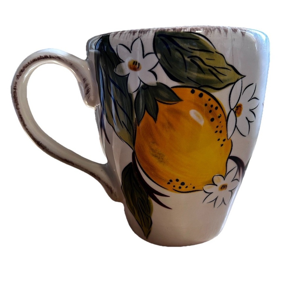 Handcrafted Earthenware Pier 1 Imports Avalon Lemon Tree Coffee Mug